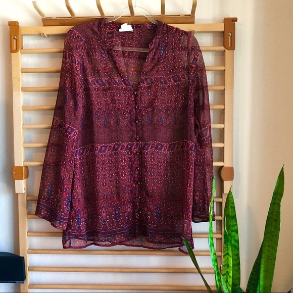 Converse | sheer bell sleeve top - Picture 1 of 8